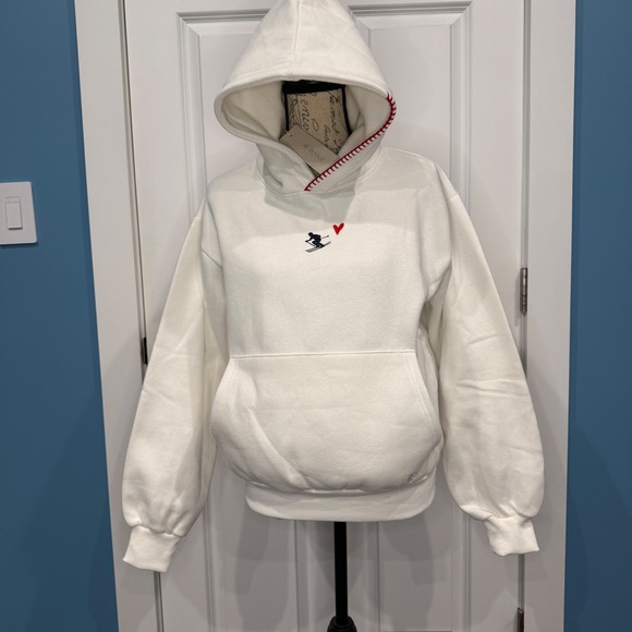 Altar'd State AS Revival Cream Apres Ski Embroidered Hoodie Whipstitch Size XXS - Picture 10 of 11